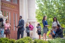 Students outside of University Hall entrance