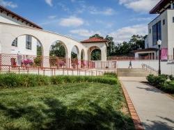 View of the arches near college hall and Kasser theater