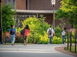 Four students walking